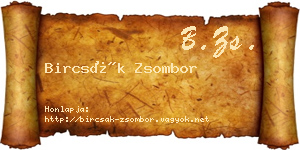 Bircsák Zsombor névjegykártya